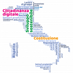 mappa italia con parole chiavi tra cui eduzione civica sviluppo sostenibile costituzione per piano scuola