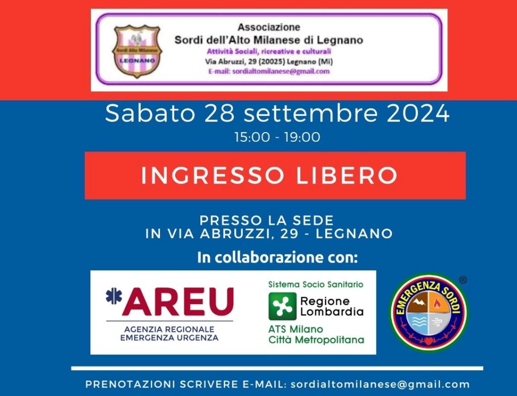 sabato 28 settembre la Legnano si terrà il seminario 112 Where Are U”